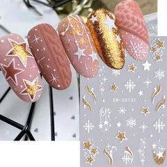 JazzHer New Year Nail Stickers 2024 Countdown Clock Design Champagne Baubles Shiny Glitter Sliders Nails Star Bow Bell Decals Manicure