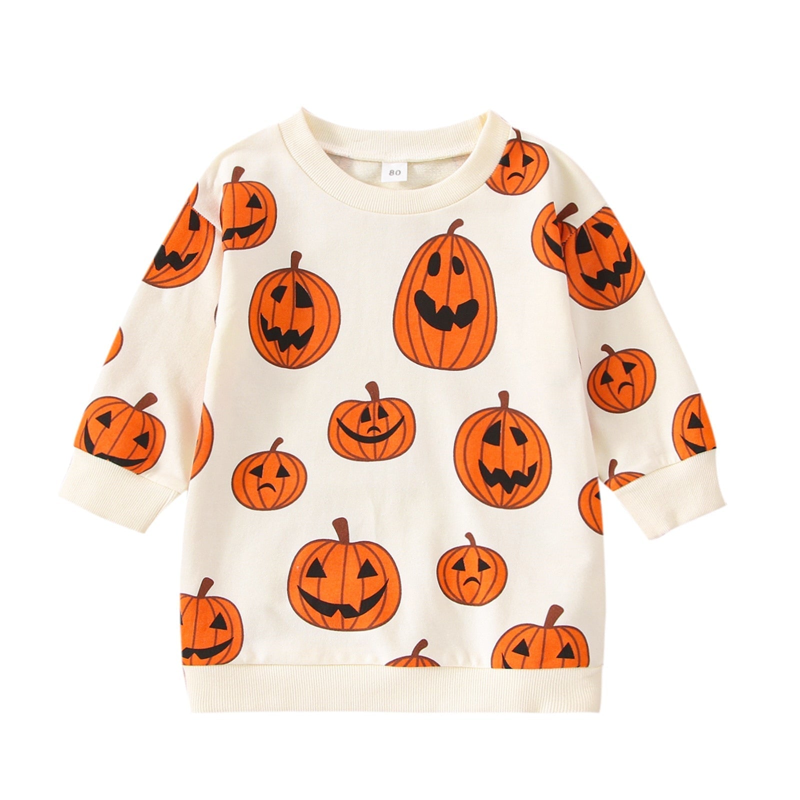 JazzHer Halloween Awakecrm Lioraitiin 1-5Years Toddler Girls Boys Halloween Sweatshirt T Shirts Long Sleeve Pullover Pumpkin Halloween Outwear