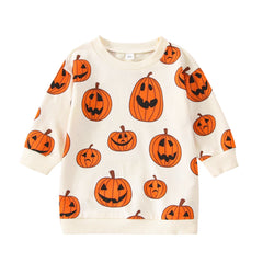 JazzHer Halloween Awakecrm Lioraitiin 1-5Years Toddler Girls Boys Halloween Sweatshirt T Shirts Long Sleeve Pullover Pumpkin Halloween Outwear