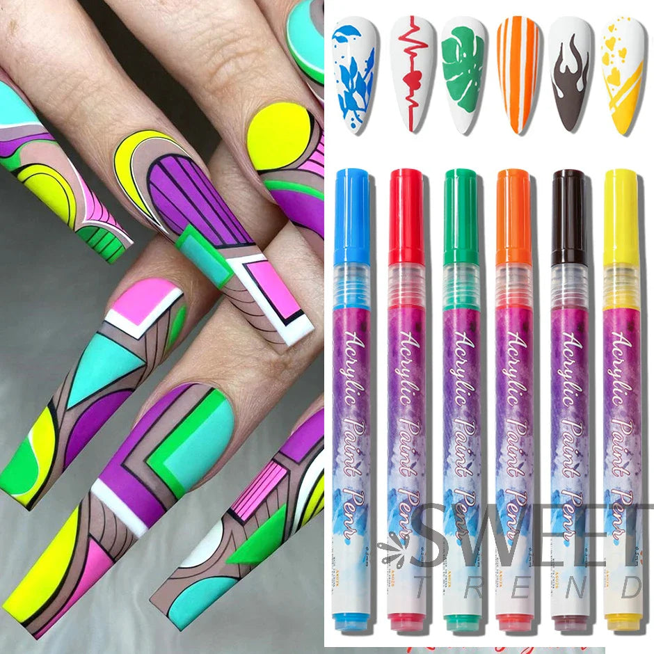 JazzHer Drawing Nail Art Graffiti Pen Paint Liner Comics Design Marker Pen Waterproof Abstract Sketch Brush Manicure Supplies Tool LYG-B