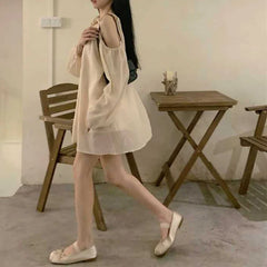 JazzHer Korean Style Fashion Women A Line Skirt Ruffles Tighten The Waist 2024 Spring Summer New Hot Girl Dress Fashion Lovely Dress