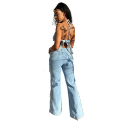 JazzHer Wide Leg Denim Hole Pants Women Jeans Distressed Ripped Full Length Jean Loose High Waist Washed Zipper Fly 2024 Streetwear