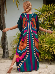 JazzHer Bohemian Butterfly Printed V Neck Batwing Sleeve Dresses For Women Clothing 2023 Beach Wear Causal Long Dress Vestidos Q1342