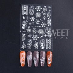 JazzHer 3D Rose Gold Christmas Nail Sticker Winter Elk Snowflake Decal Holographic Santa Tree Slider For New Year Manicure Decoration