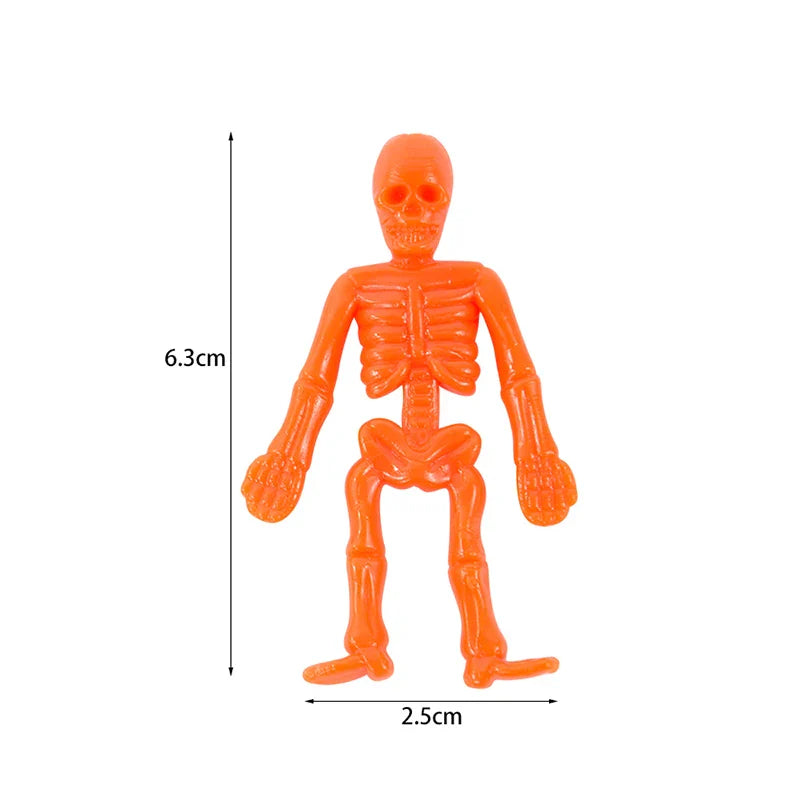 JazzHer 16Pcs Halloween Stretchable Skeleton Man Kids Party Favors TPR Soft Rubber Zombie Horror Doll Stress Relief Toy Halloween Gifts