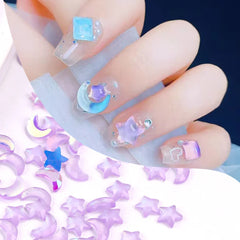 JazzHer Mixed Size Aurora Star Shape Nail Charms Diamonds Resin Love Jewelry DIY 3D Nails Art Accessories Crystal Manicure Decoration