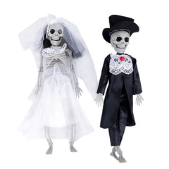 JazzHer Halloween Skeleton Hanging Ornaments Bride And Groom Skull Bone Halloween Party Decorations for Home Haunted House Horror Props