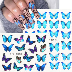 JazzHer 3D Butterfly Design Nail Watercolor Decals Adhesive Transfer Slider Spring Summer Manicure Stickers Decor 4Pcs/Set LYSTZ984-1017