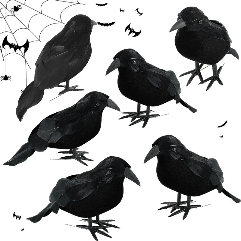 JazzHer Halloween Decoration Black Crow Model Scary Props Halloween Party Home Garden Indoor Outdoor Decor Simulation Fake Bird Pigeon