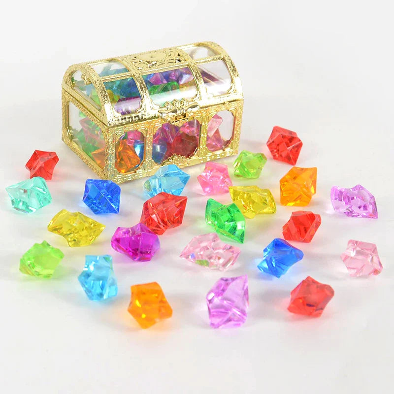 JazzHer 50pcs Pirate Jewels Treasure Chest Acrylic Crystal Gem Confetti for Kids Pirate Birthday Party Decoration Wedding Christmas Gift