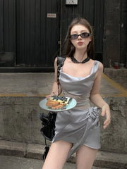 JazzHer 2024 Summer French Elegant Y2k Mini Dress Woman Sexy Sleeveless Short Party Dress Casual One Piece Dress Korean Fashion Chic