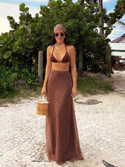JazzHer 3 Piece Swimsuit Women Leopard Bikini Set with Long Skirt Beach Party Dresses 2025 New Bathing Suit Brazil Swimwear Biquini S280