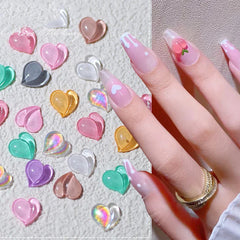 JazzHer Crystal Peach Heart Nail Accessories Jewelry 3D Holographic Sweet Love Design Summer Fruit Charms DIY Flatback Decoration LY2044