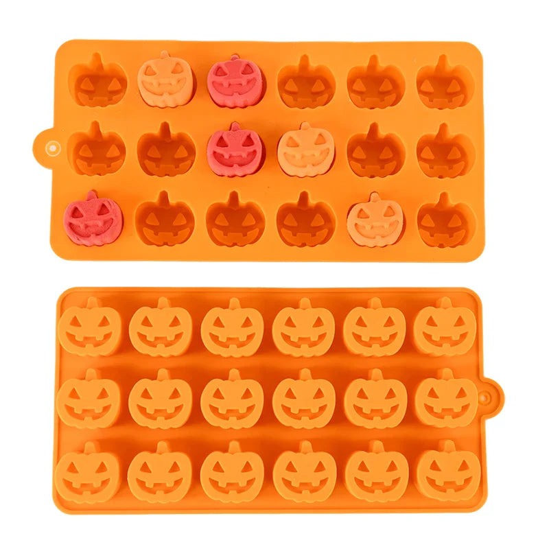 JazzHer Halloween Pumpkin Silicone Mold Ghost Bat Chocolate Cookie Candy Mould Halloween Party DIY Baking Tools Cake Decoration Ice Mold