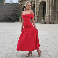 JazzHer Strapless Backless Pleated Elegant Evening Party Dress Women Robes Sexy Dress Maxi Long Bodycon Summer Dress Vestidos