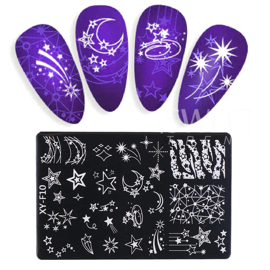 JazzHer Nail Art Stamping Plate Butterfly Feather Designs Geometry Flower Drawing Printing Stamp Templates Nail Charm Mold Stencil Tools