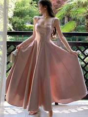 JazzHer Elegant Satin Midi Dresses for Women Sleeveless High Waist Evening Party Dress A-line Prom Robe Korean Fashion Summer Vestidos