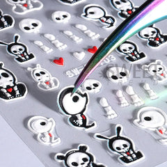 JazzHer 5D Halloween Pumpkin Nail Art Sticker Cute and Fun Cartoon Hand Skull Ghosts Self Adhesive Nail Art Decals Manicure Decoration