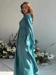 JazzHer Eid women Diamond Party Dress woman Abaya Satin Morocco Ramadan Lace-up Abayas Vestidos Largo Islam Dubai Arab Long Robe 2024