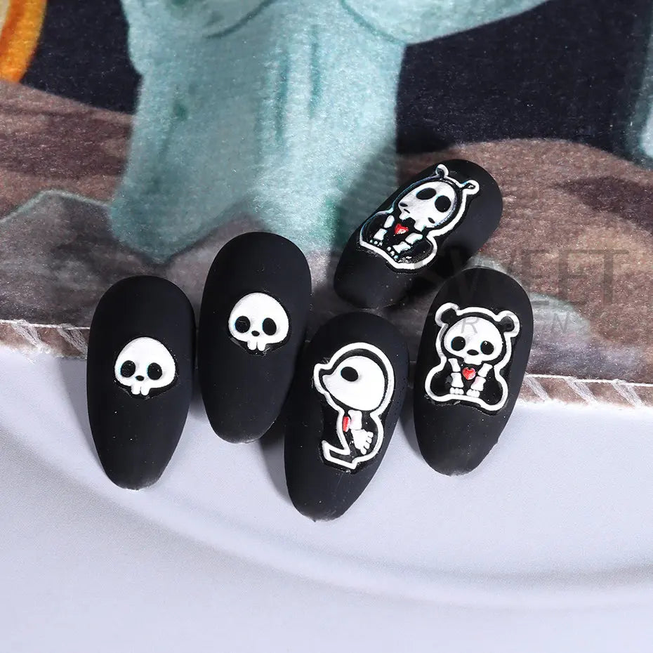 JazzHer 5D Halloween Pumpkin Nail Art Sticker Cute and Fun Cartoon Hand Skull Ghosts Self Adhesive Nail Art Decals Manicure Decoration