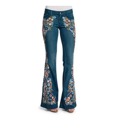 JazzHer Distressed Flare Jeans Women High Waist Denim Blue Vintage Embroidery Ankle Length Pants Casual Basics 2024 Pockets Loose