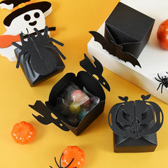 JazzHer 6pcs Halloween Candy Gift Box Spider Bat Pumpkin Cookie Boxes Bag Halloween Party Decoration Supplies Kids Favors Trick or Treat