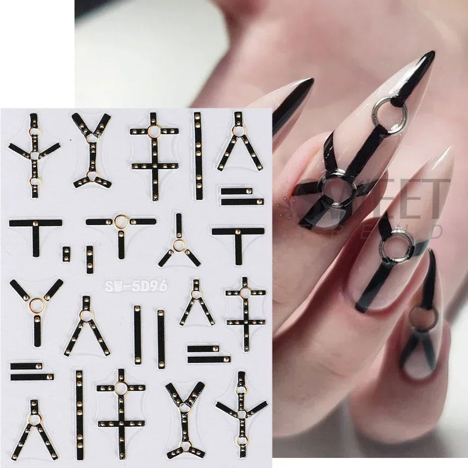 JazzHer 5D Relief Skeleton Hand Halloween Nail Art Stickers Devil's Eye Slider Decal DIY Manicure Decoration Tips Nail Accessories Tools