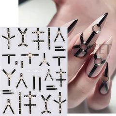 JazzHer 5D Relief Skeleton Hand Halloween Nail Art Stickers Devil's Eye Slider Decal DIY Manicure Decoration Tips Nail Accessories Tools