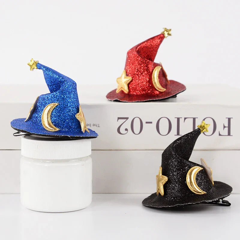 JazzHer Mini Witch Hat Hair Clips for Halloween Party Decoration Hairpin Hair Accessories Pet Kids Gift Favors Cosplay Costume Props