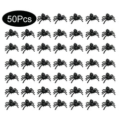 JazzHer 50pcs Halloween Spiders Decorations Small Black Luminous Plastic Spiders Haunted House Spider Decoration Simulation Tricky Toy