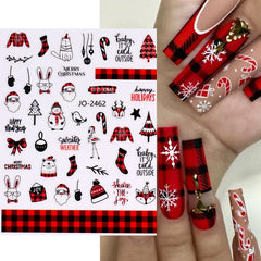 JazzHer 3D Stripe Christmas Nail Sticker Winter New Year Snowman Snowflake Decal Rabbit Santa Tree Slider For DIY Manicure Decorations