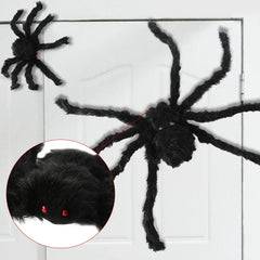 JazzHer Horror Giant Black Plush Spider Halloween Party Decoration Props Kids Children Toys Haunted House Decor