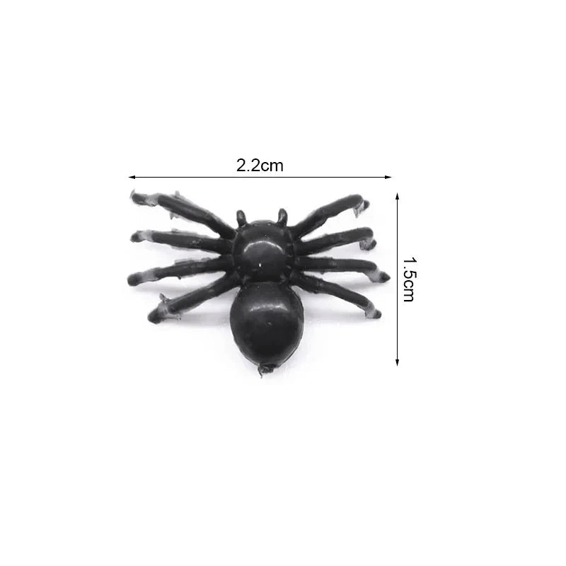 JazzHer 50/100pcs Halloween Black Spiders Small Luminous Plastic Spider Halloween Party Home Decoration Tricky Prank Toy Haunted House