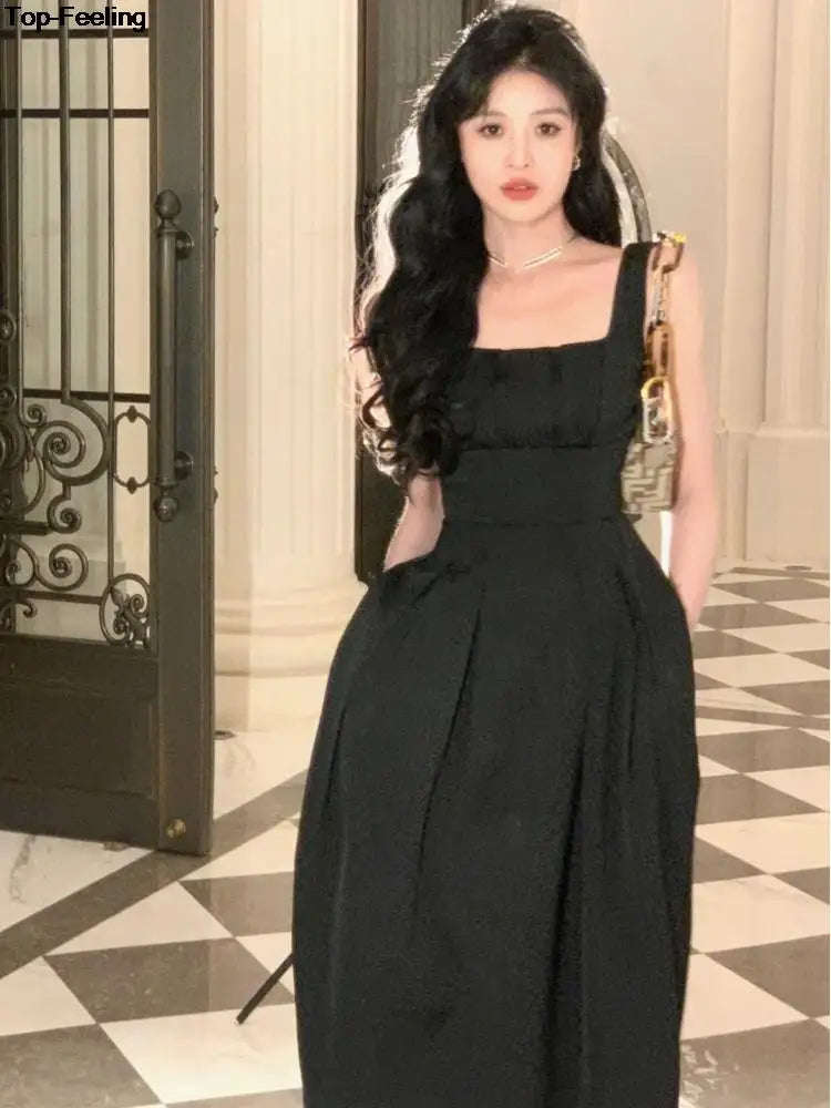 JazzHer 2024 Summer Elegant Sleeveless Party Prom Dress Women Vintage Birthday Princess Robe Female Chic Solid Graduation Vestidos