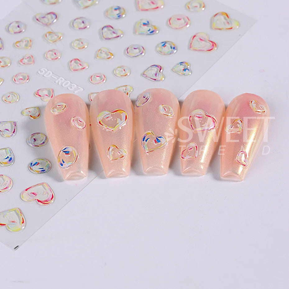 JazzHer 1PC Transparent Bubble Nails Art Sticker Cute Lovely Bubbles Nail Decals Self-Adhesive 5D Embossed Bubble DIY Manicure Sliders