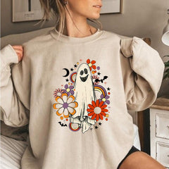 JazzHer Halloween Awakecrm Vintage Halloween Sweatshirt Flower Ghost Halloween Sweatshirt Spooky Halloween Mom Pullover Pumpkin Halloween Sweatshirt Hoodie