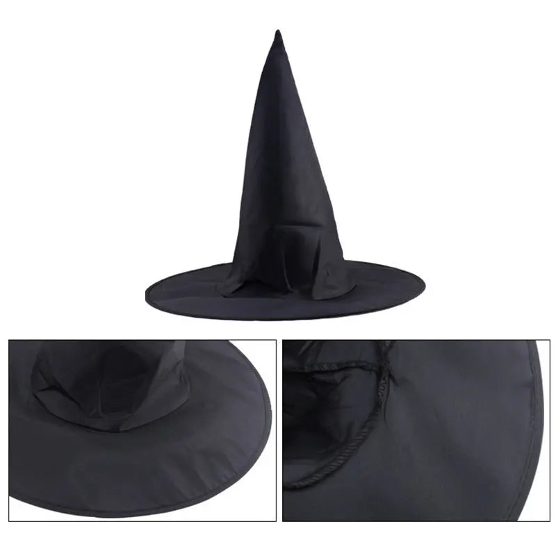 JazzHer Halloween Wizard Hat Party Children Adult Black Pointed Oxford Cloth Magician Hat Witch Hat Masquerade Ball Party Dressing TMZ