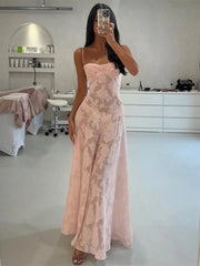 JazzHer-Townlike Chiffon Elegant Long Maxi Dress Women Spaghetti Strap 2024 Summer Dress A-line Bodycon Nightclub Sexy Party Dresses