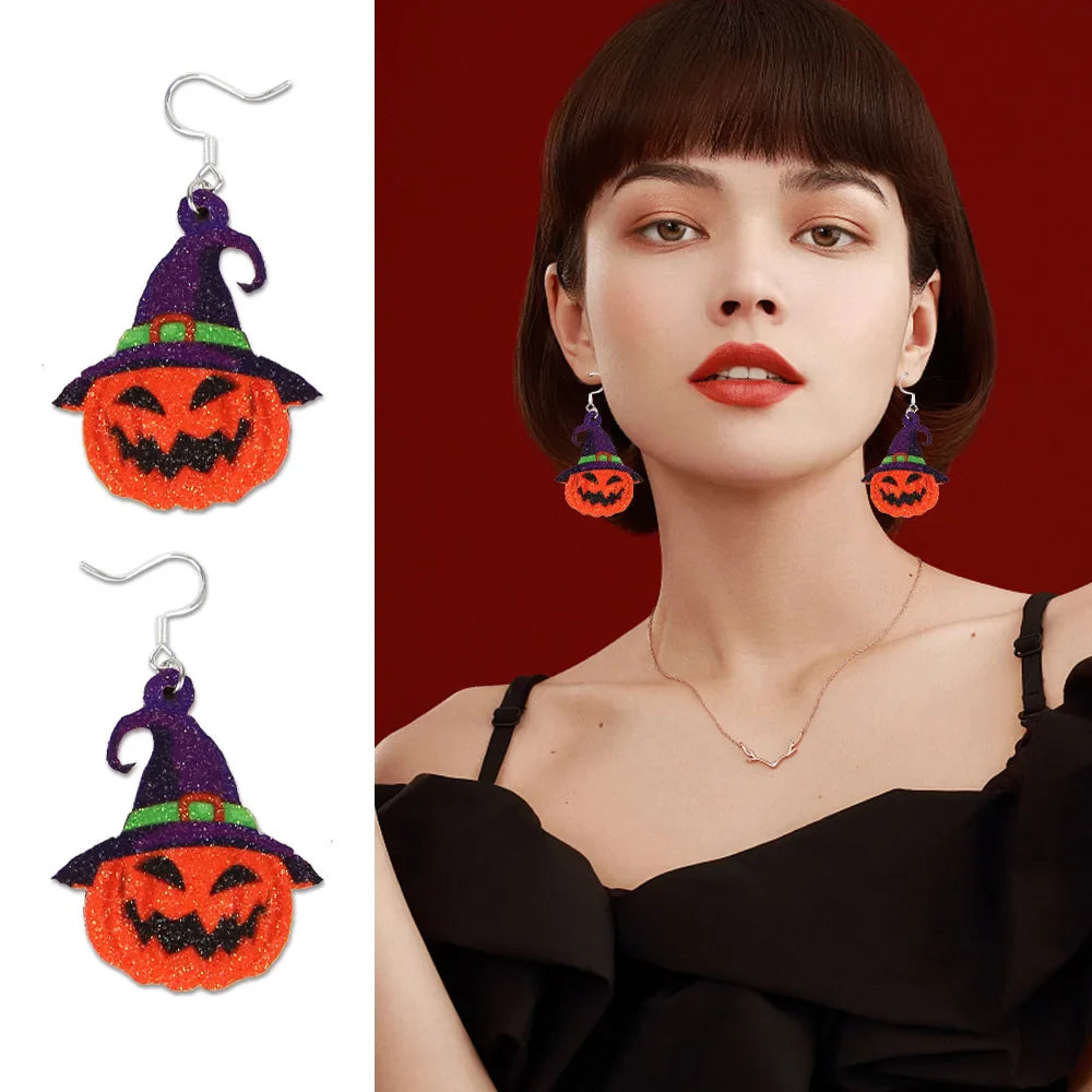 JazzHer Cross-Border New Halloween Earrings, Spider Bat Earrings, Party Decorations For Adults And Children, Scary And Funny Earrings