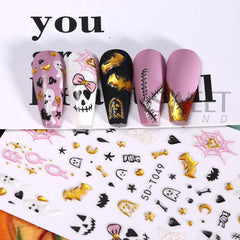 JazzHer 5D Halloween Nail Art Sticker Skull Sliders Head Flower Decals Nails  Anime Design Holiday Decorations For Manicure Accessories