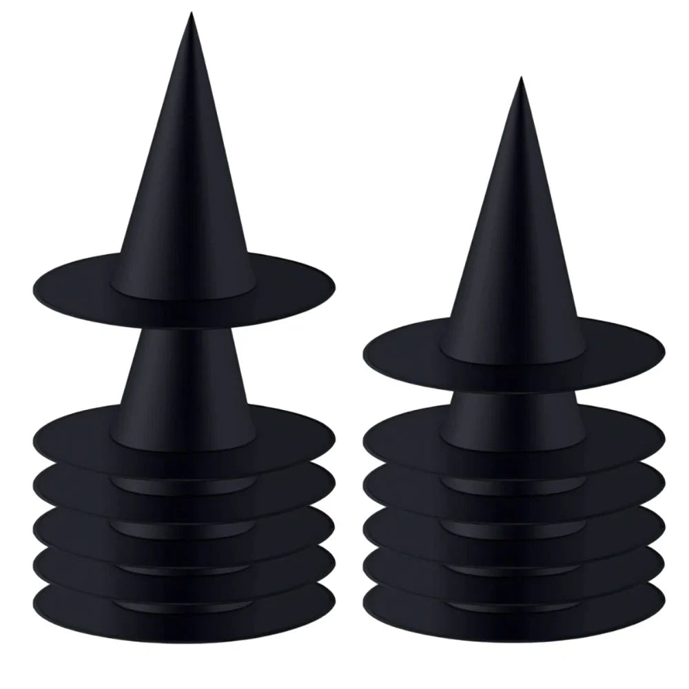 JazzHer 12pcs Halloween Witches Hat Decoration,Black Witch Hat For Adult Kids,Festive Party Hanging Decor,Wizard Hat