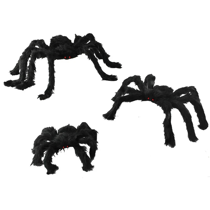 JazzHer Horror Giant Black Plush Spider Halloween Party Decoration Props Kids Children Toys Haunted House Decor