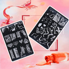 JazzHer Nail Art Stamping Plate Y2K Love Heart Designs Geometry Flower Drawing Printing Stamp Templates Nail Charm Mold Stencil Tools