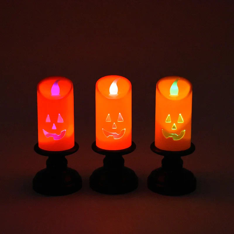 JazzHer Halloween Lights LED Candle Pumpkin Candlestick Happy Halloween Party Decoration for Home Haunted House Horror Props Kids Gifts