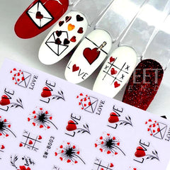 JazzHer 3D Nail Stickers Black Heart Love Self-Adhesive Slider Letters Nails Art Valentine's Day Decals Manicure Accessories Decorations