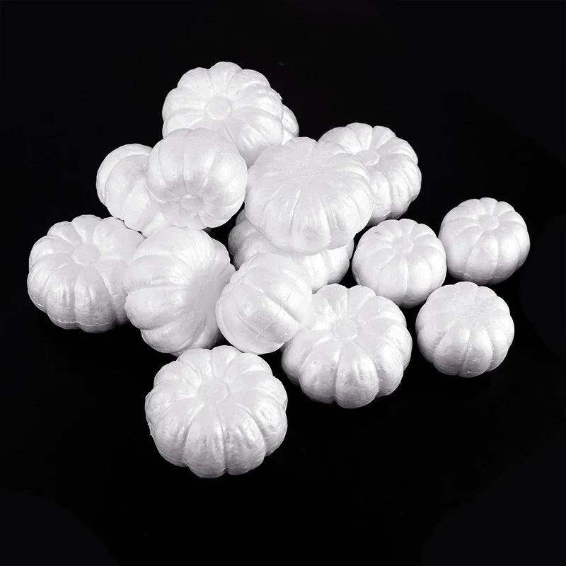 JazzHer 10Pcs White Foam Pumpkin Models Polystyrene Styrofoam Artificial Pumpkin DIY Handmade Craft Kids Gift Halloween Decoration Props