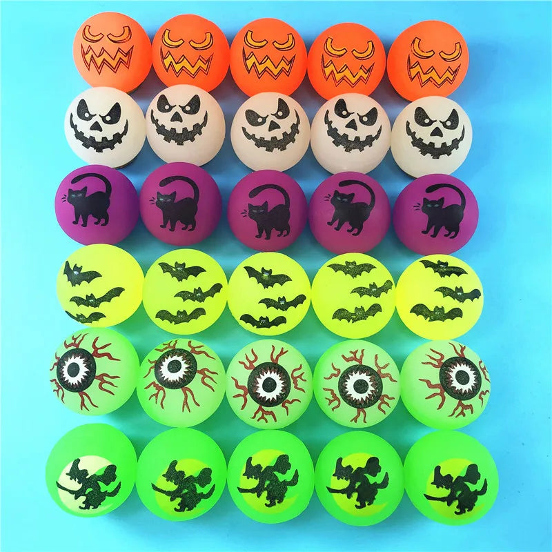 JazzHer 10-50Pcs Halloween Glow in The Dark Bouncing Ball Toy Kids Trick or Treat Gift Goodie Bag Filler Halloween Party Favors Supplies