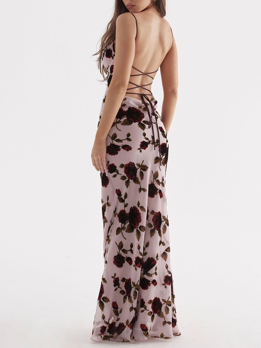 JazzHer Serena Pink Devore Maxi Dress
