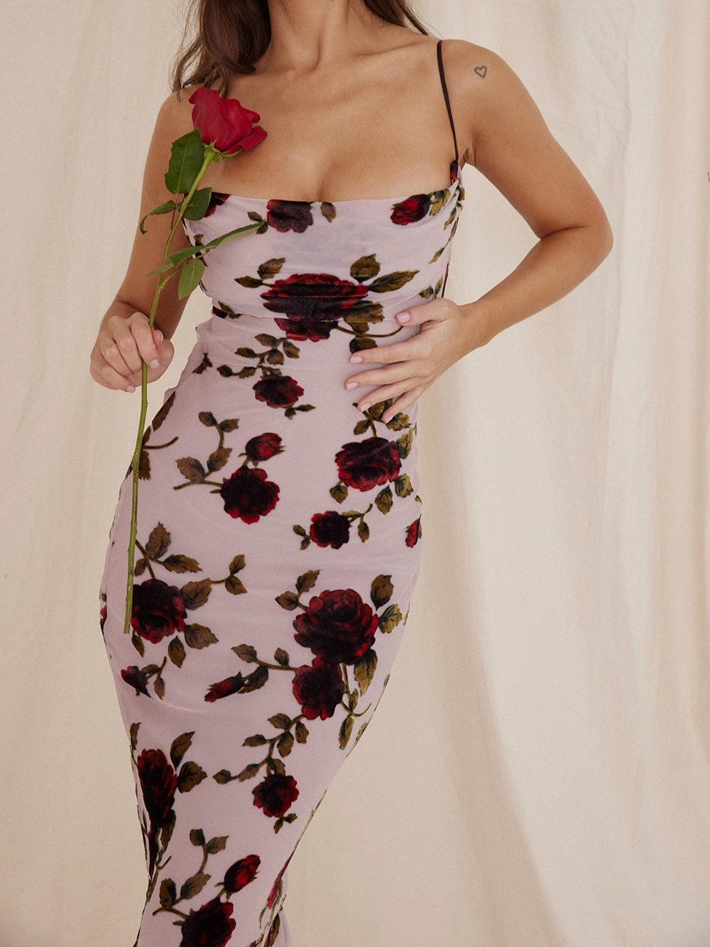 JazzHer Serena Pink Devore Maxi Dress