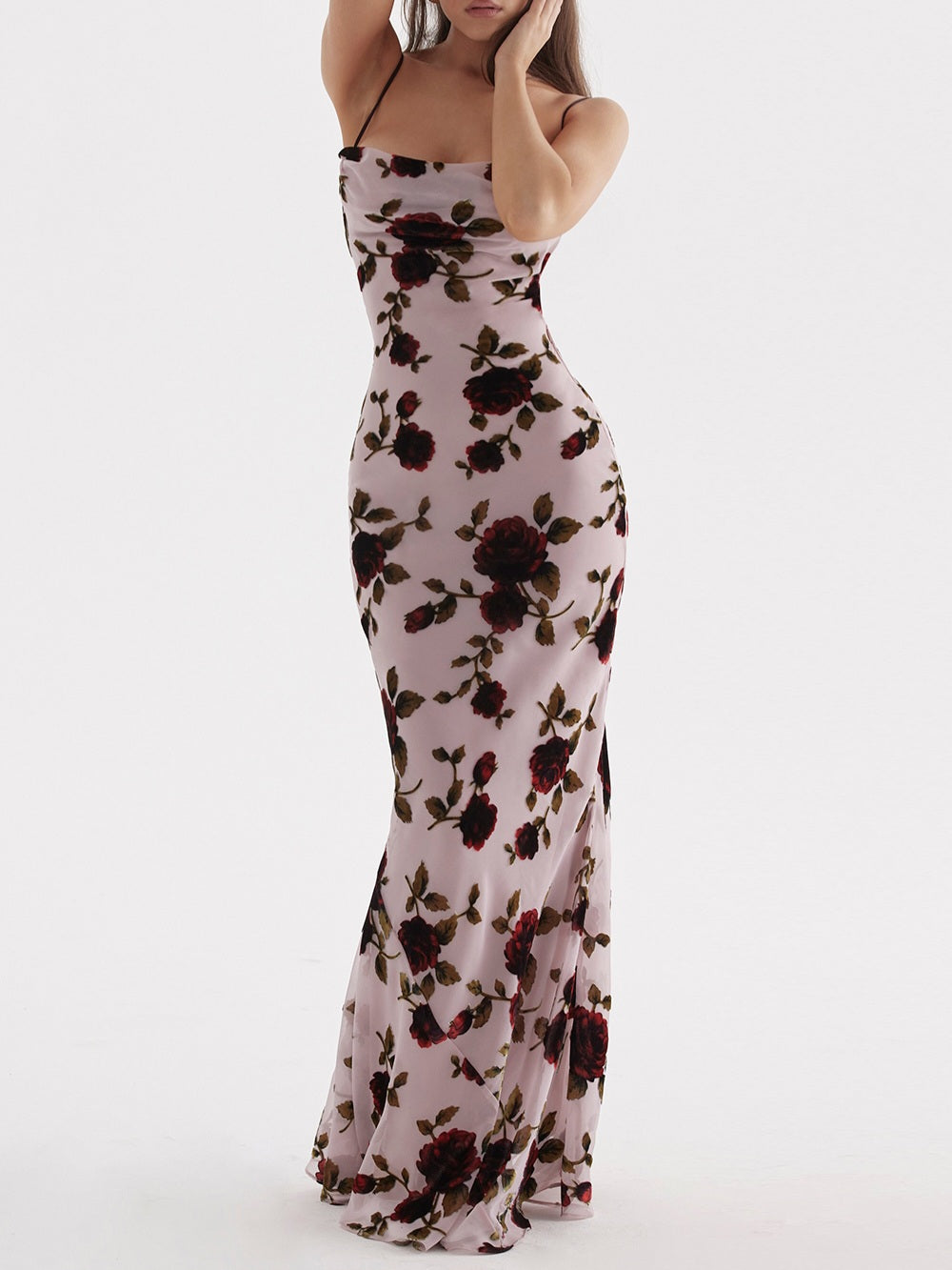 JazzHer Serena Pink Devore Maxi Dress